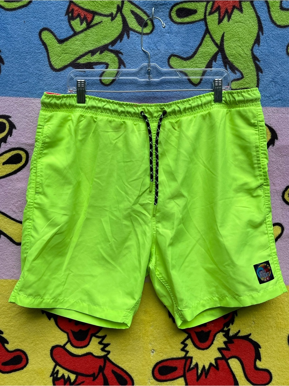 Surf Society Neon Lime Green Swim Trunks XL Quick Dry Beach Pool Vibes shorts